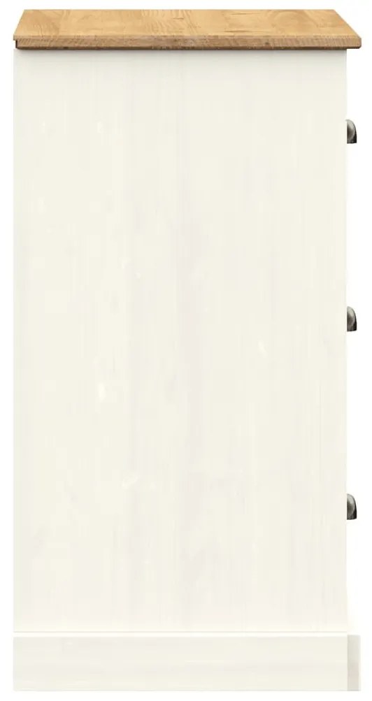 Ντουλάπι με Συρτάρια VIGO Λευκό 78x40x75 εκ. Μασίφ Ξύλο Πεύκου - Λευκό