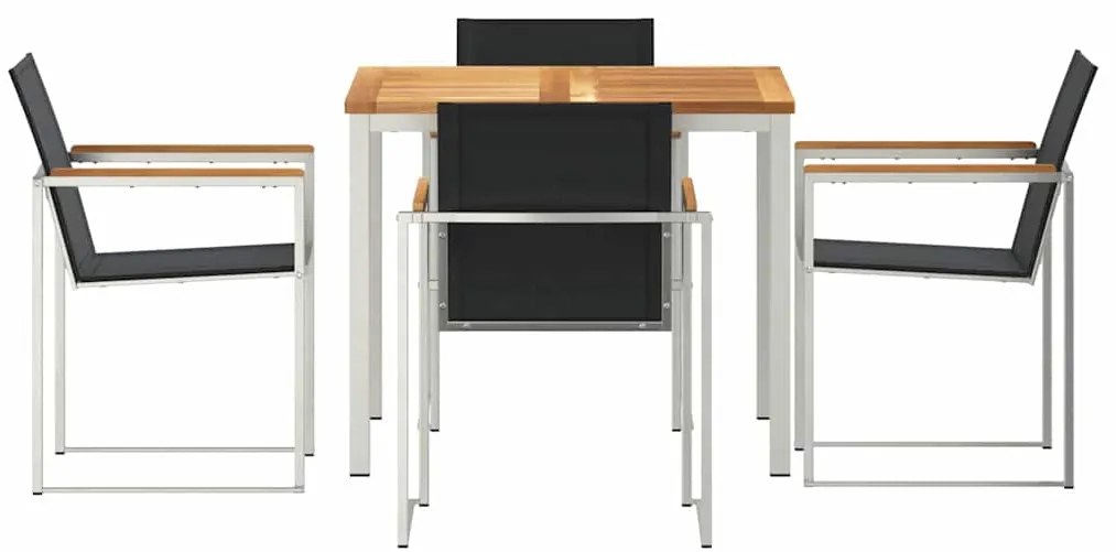 vidaXL Σέτ φαγητού για κήπο 5 pcs Καφέ Στερεό Ξύλο Τίκ