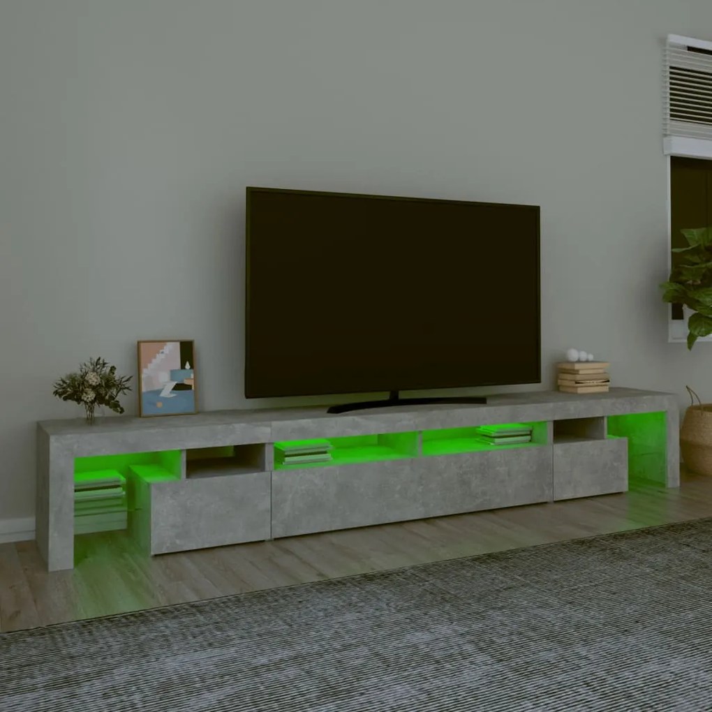 vidaXL Έπιπλο Τηλεόρασης με LED Γκρι Σκυροδέματος 260x36,5x40 εκ.