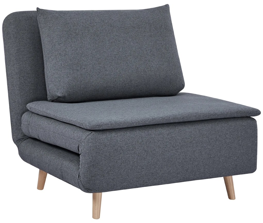 Πολυθρόνα-κρεβάτι 3-σε-1 με λειτουργία κρεβατιού, ανακλινόμενη πολυθρόνα, ρυθμιζόμενη πλάτη, πόδια από ξύλο οξιάς, μαξιλάρι, γκρι
