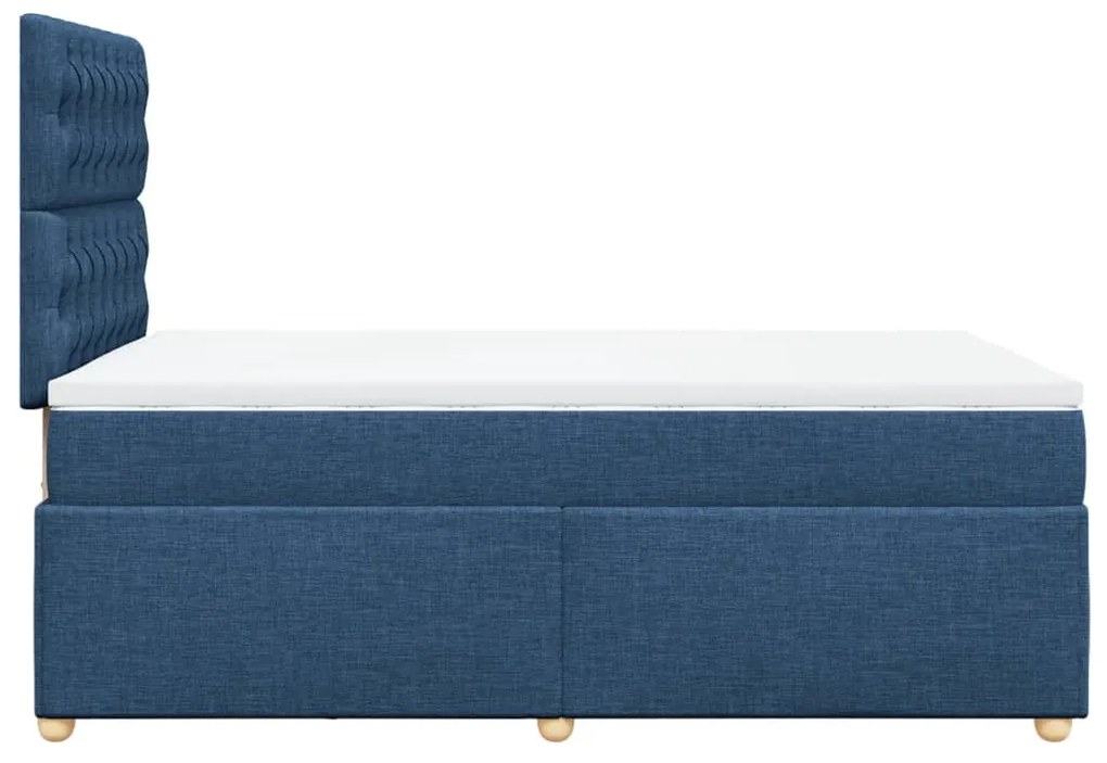 vidaXL Κρεβάτι Boxspring με Στρώμα Μπλε 120x200 εκ. Υφασμάτινο