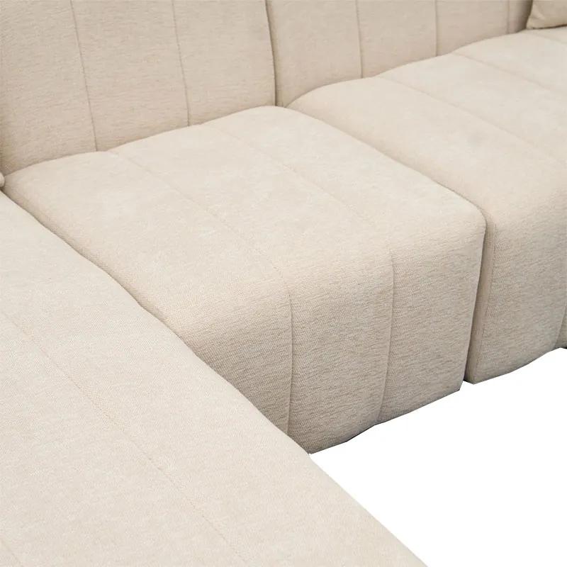 Γωνιακός καναπές Beyza pakoworld δεξιά γωνία κρεμ ύφασμα 299x160x73εκ