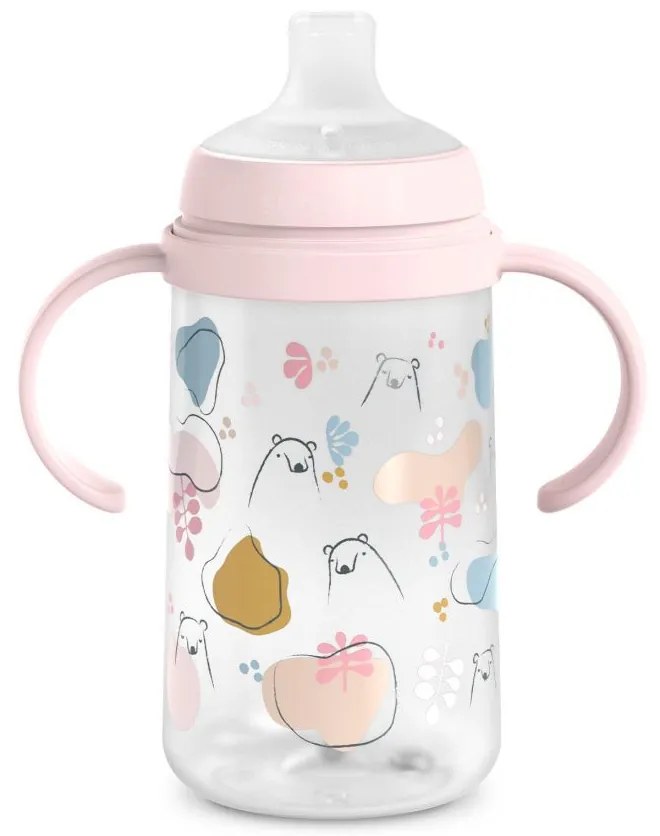 Suavinex Μπουκάλι Εκπαιδευτικό με λαβές 270ml +6μ BEAR Pink