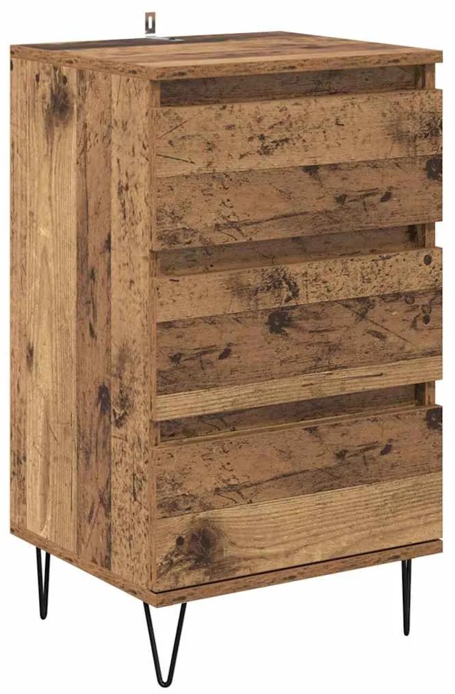 vidaXL Πλαϊνό γραφείο με συρτάρι Παλιό Ξύλο 40 x 35 x 70 εκ.