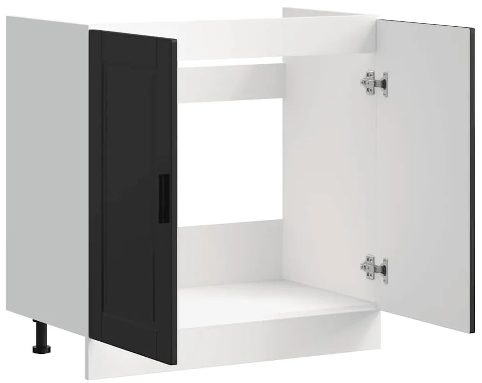 vidaXL Ντουλάπι βάσης νεροχύτη Porto Μαύρο 80x46x81,5 cm