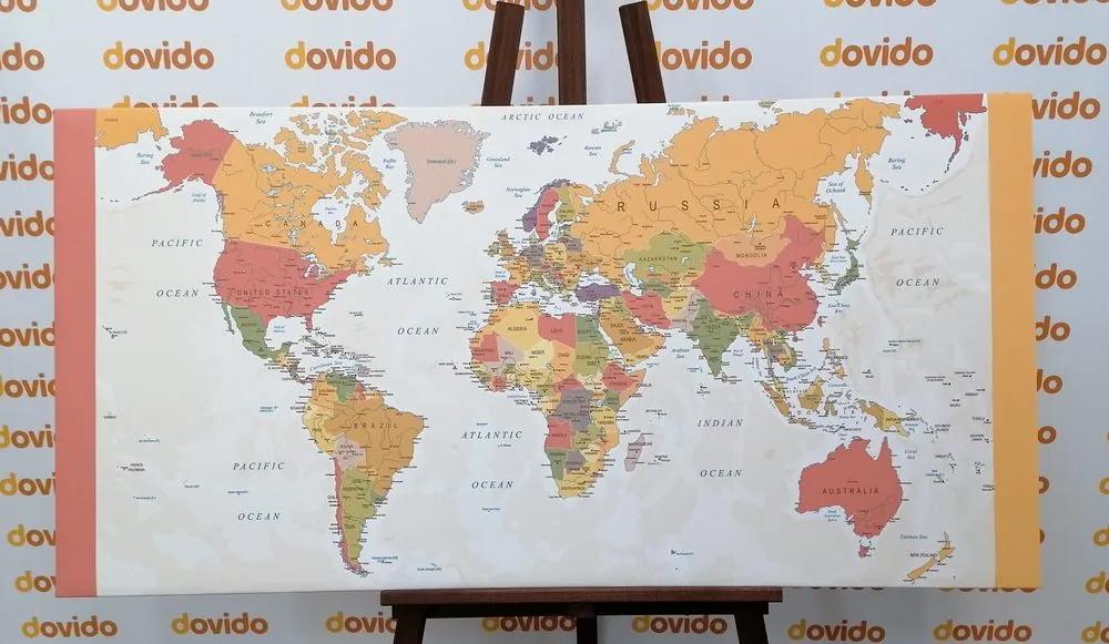 Εικόνα στον λεπτομερή παγκόσμιο χάρτη από φελλό - 100x50  wooden