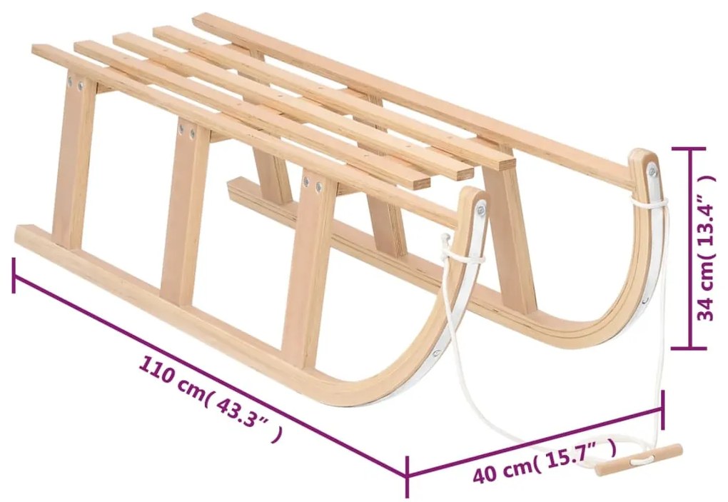 vidaXL Έλκηθρο Χιονιού 110 x 40 x 34 εκ. από Κόντρα Πλακέ