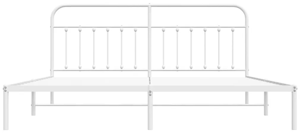 vidaXL Πλαίσιο Κρεβατιού με Κεφαλάρι Λευκό 193 x 203 εκ. Μεταλλικό