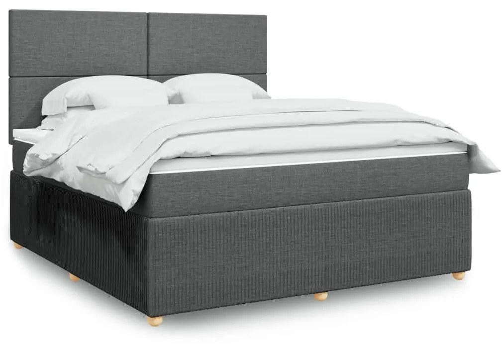 Κρεβάτι Boxspring με Στρώμα Σκούρο Γκρι 180x200 εκ Υφασμάτιν