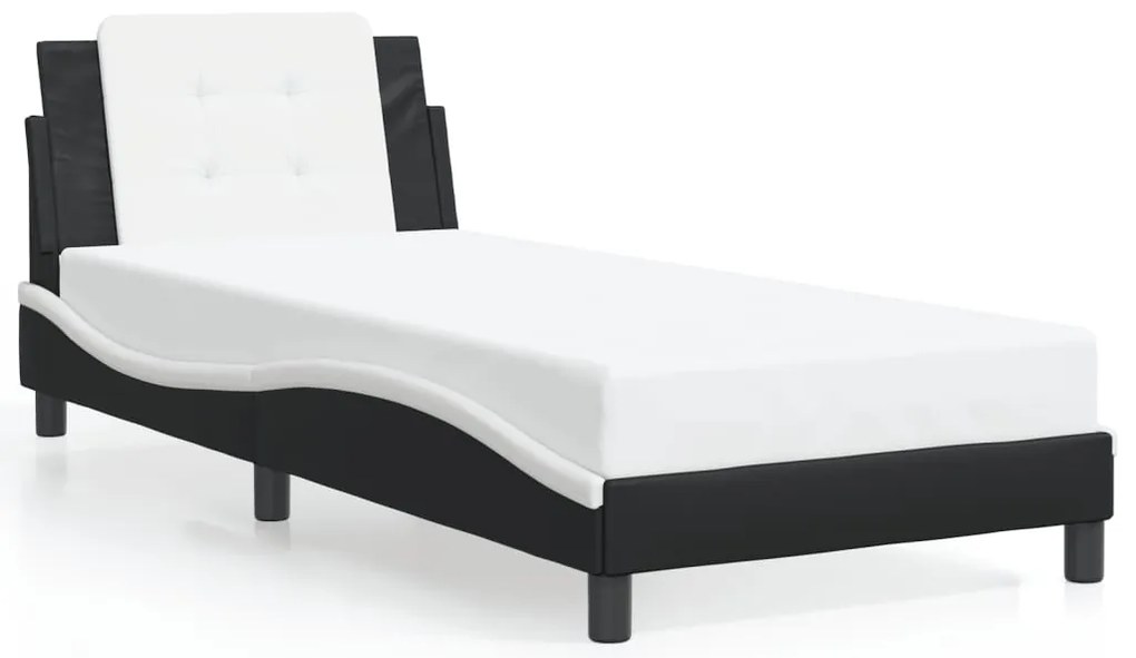 vidaXL Πλαίσιο Κρεβατιού με LED Χωρίς Στρώμα Zadar Μαύρο/Λευκό 100x200εκ.