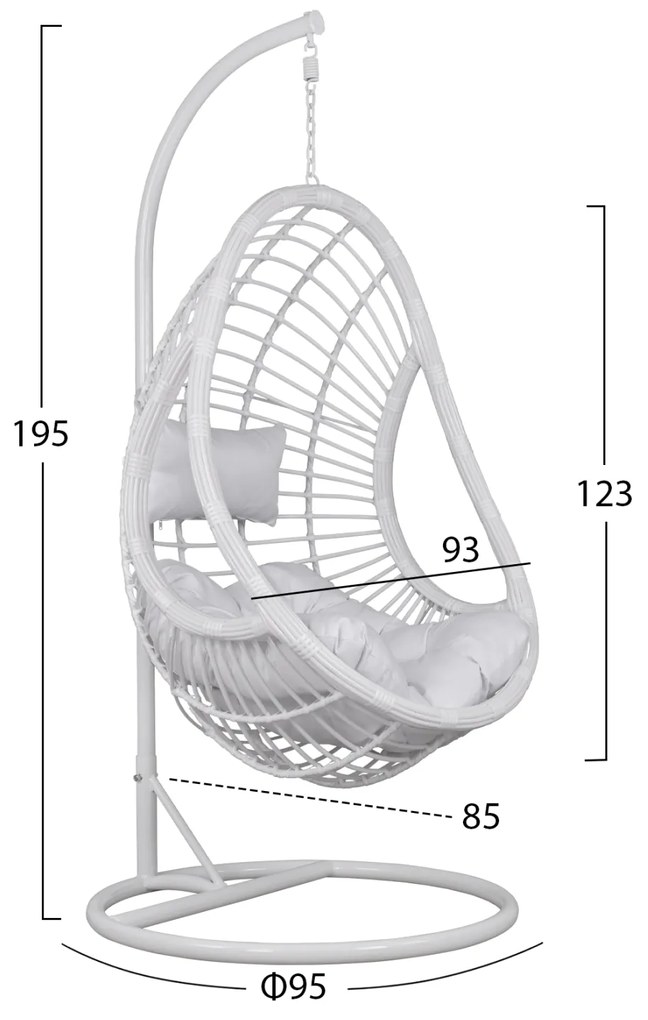 ΚΡΕΜΑΣΤΗ ΠΟΛΥΘΡΟΝΑ ΦΩΛΙΑ CALLIE HM5541.03 ΜΕ ΛΕΥΚΟ WICKER &amp; ΜΑΞΙΛΑΡΙΑ Φ95Χ195Υ εκ. - 0614937 - HM5541.03