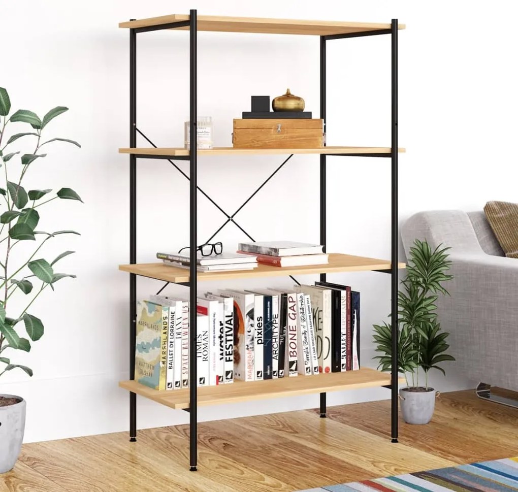 vidaXL Ραφιέρα 4 Επιπέδων Μαύρη και Δρυς 80 x 40 x 130 εκ.