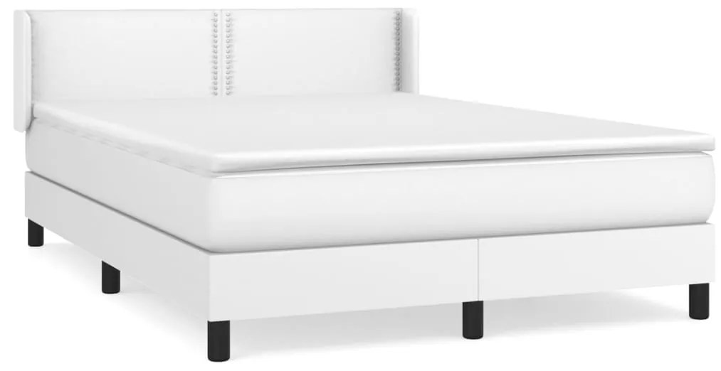 vidaXL Κρεβάτι Boxspring με Στρώμα Λευκό 140x190εκ.από Συνθετικό Δέρμα