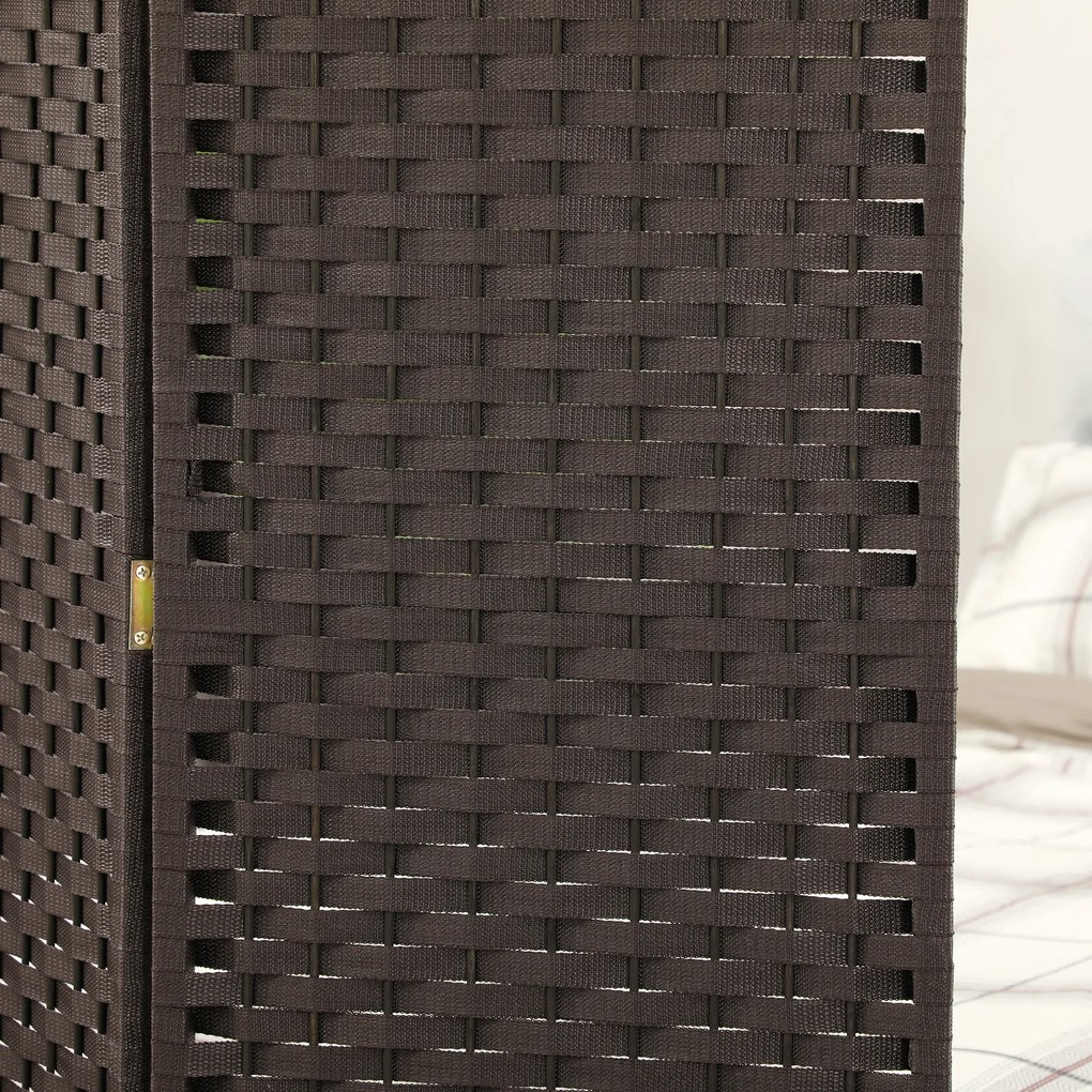 HOMCOM Διαχωριστικό χώρου 4 τεμαχίων, Πτυσσόμενο παραβάν, Τοίχος ιδιωτικότητας για σαλόνι, υπνοδωμάτιο, οικιακό γραφείο, Καφέ