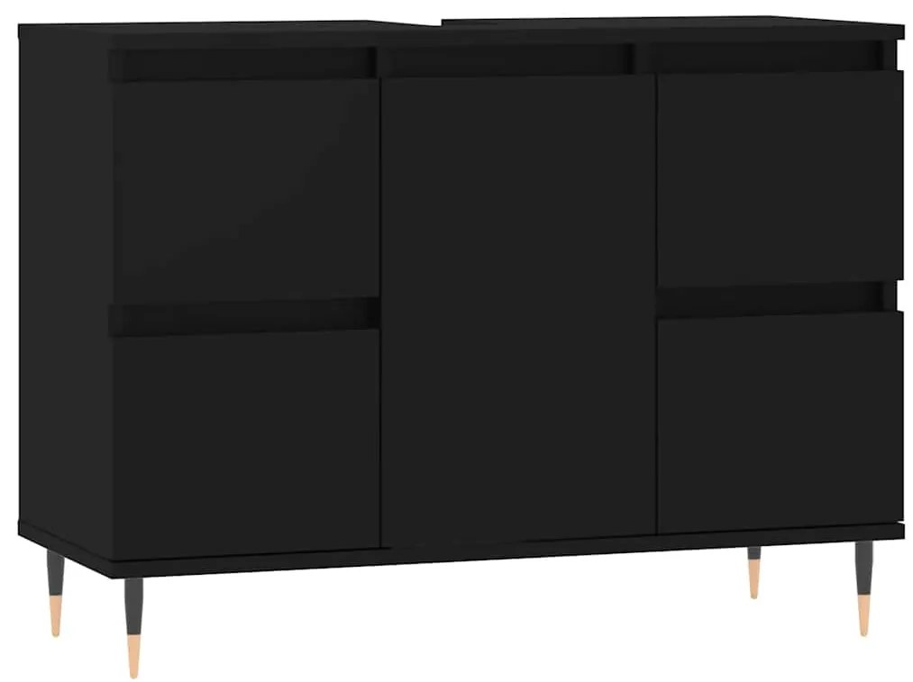 vidaXL Ντουλάπι Μπάνιου Μαύρο 80 x 33 x 60 εκ. από Επεξεργασμένο Ξύλο