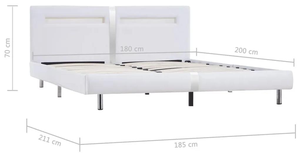 Πλαίσιο Κρεβατιού με LED Λευκό 180x200 εκ. από Συνθετικό Δέρμα - Λευκό
