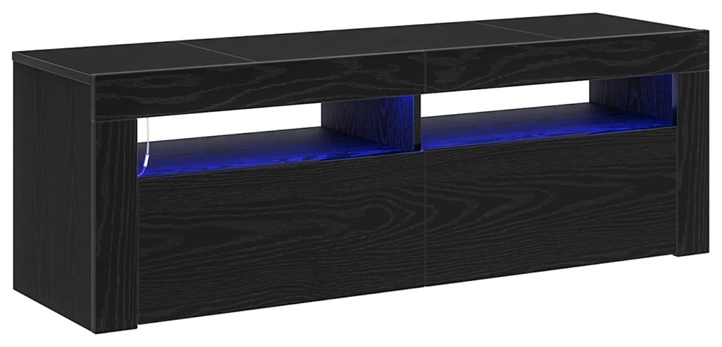 vidaXL Κομοδίνο με LED Μαύρη Δρύς 120x35x40 εκ Επεξεργασμένο Ξύλο