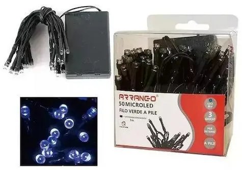 Χριστουγεννιάτικα Λαμπάκια LED Μπλε 5μ σε Σειρά με Διαφανές Καλώδιο AN79483