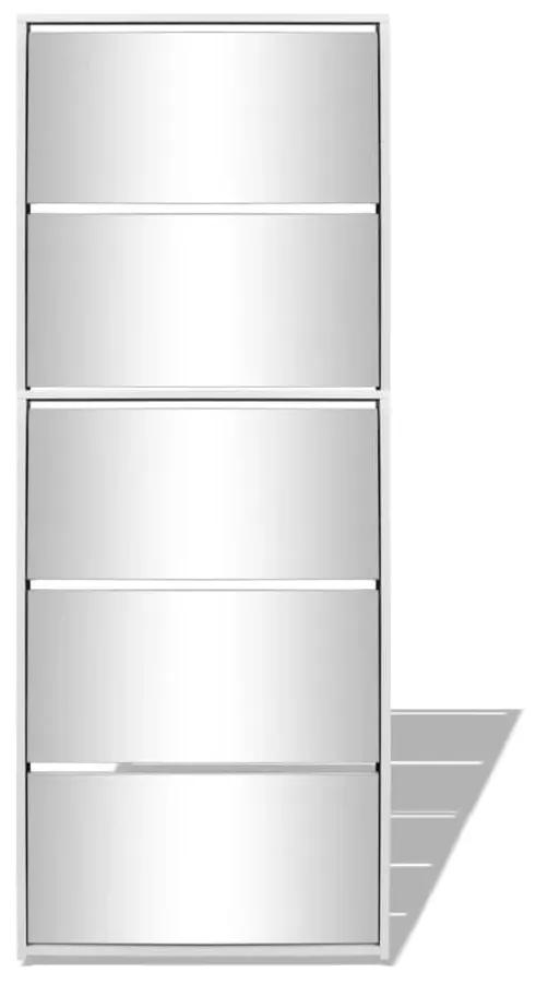 vidaXL Παπουτσοθήκη Καθρέφτης 5 Επιπέδων Λευκή 63 x 17 x 169,5 εκ.
