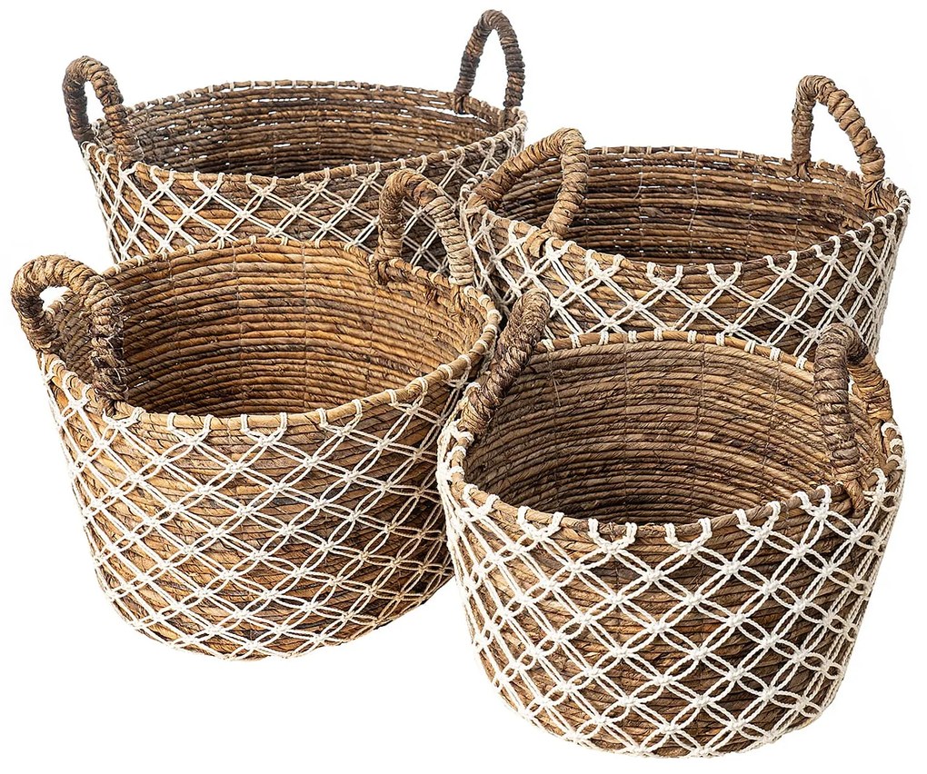 Basket S Line με χερούλια και λευκο μοτίβο, Medium S2196-N391