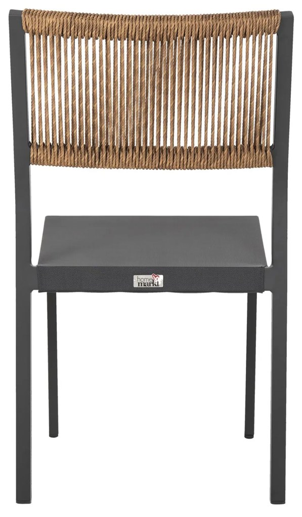 Καρέκλα C5921.01 Αλουμινίου Ανθρακί με Rattan και Textline 46x55,5x83Υ εκ. 46x55.5x83 εκ.