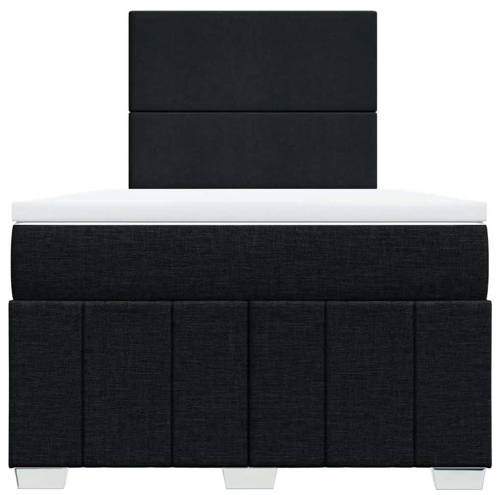Κρεβάτι Boxspring με Στρώμα Μαύρο 120x200 εκ. Υφασμάτινο - Μαύρο