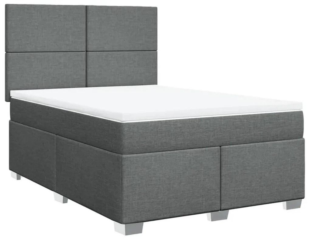 vidaXL Κρεβάτι Boxspring με Στρώμα Σκούρο Γκρι 160x200 εκ Υφασμάτινο