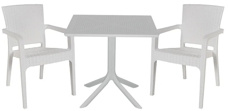 Τραπεζαρία Groovy-Halcyon pakoworld σετ 3τεμ PP λευκό 80x80x74,5εκ. 253-000104
