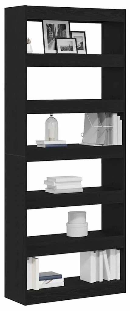 vidaXL Βιβλιοθήκη Μαύρη δρυς 80 x 30 x 198 εκ Επεξεργασμένο ξύλο