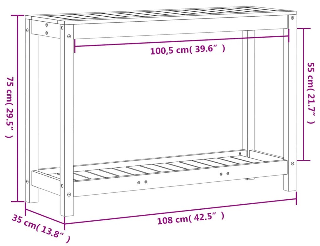 ΤΡΑΠΕΖΙ ΚΗΠΟΥΡΙΚΗΣ ΜΕ ΡΑΦΙ 108 X 35 X 75 ΕΚ. ΜΑΣΙΦ ΞΥΛΟ ΠΕΥΚΟΥ 832392