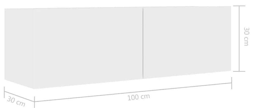 Έπιπλο Τηλεόρασης Λευκό 100 x 30 x 30 εκ. από Επεξ. Ξύλο - Λευκό