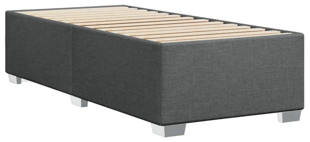 Κρεβάτι Boxspring με Στρώμα Σκούρο Γκρι 90x190 εκ. Υφασμάτινο - Γκρι