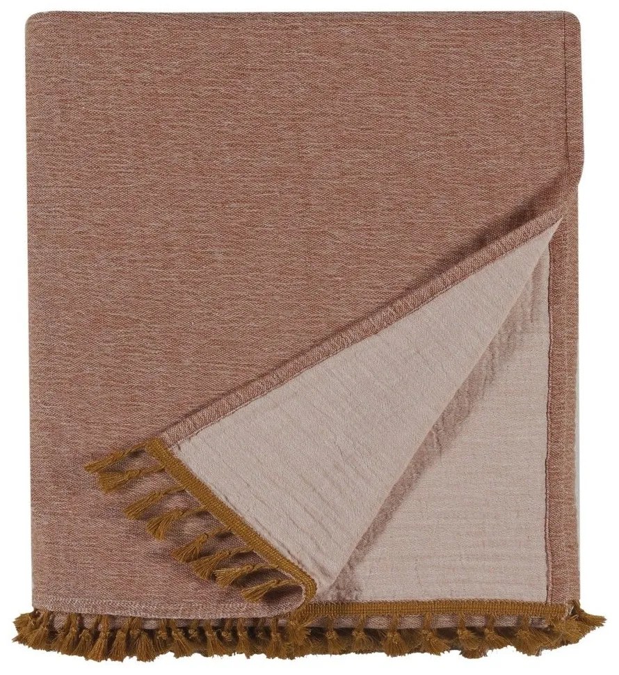 Κουβέρτα Greta 06 Terracotta Kentia Υπέρδιπλo 220x240cm 100% Βαμβάκι