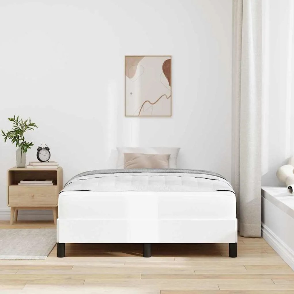 vidaXL Κρεβάτι με στρώμα Καθαρό Λευκό 120 x 200 cm Τεχνητό δέρμα