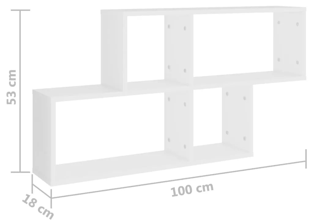 vidaXL Ράφι Τοίχου Λευκό 100 x 18 x 53 εκ. από Επεξεργασμένο Ξύλο