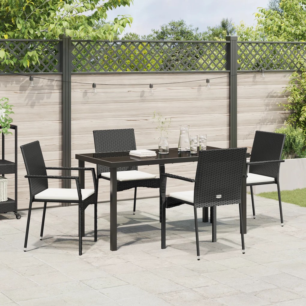 vidaXL Σετ Καρεκλών Κήπου 4 τεμαχίων 5 pcs Μαύρο 140 x 70 x 73 cm