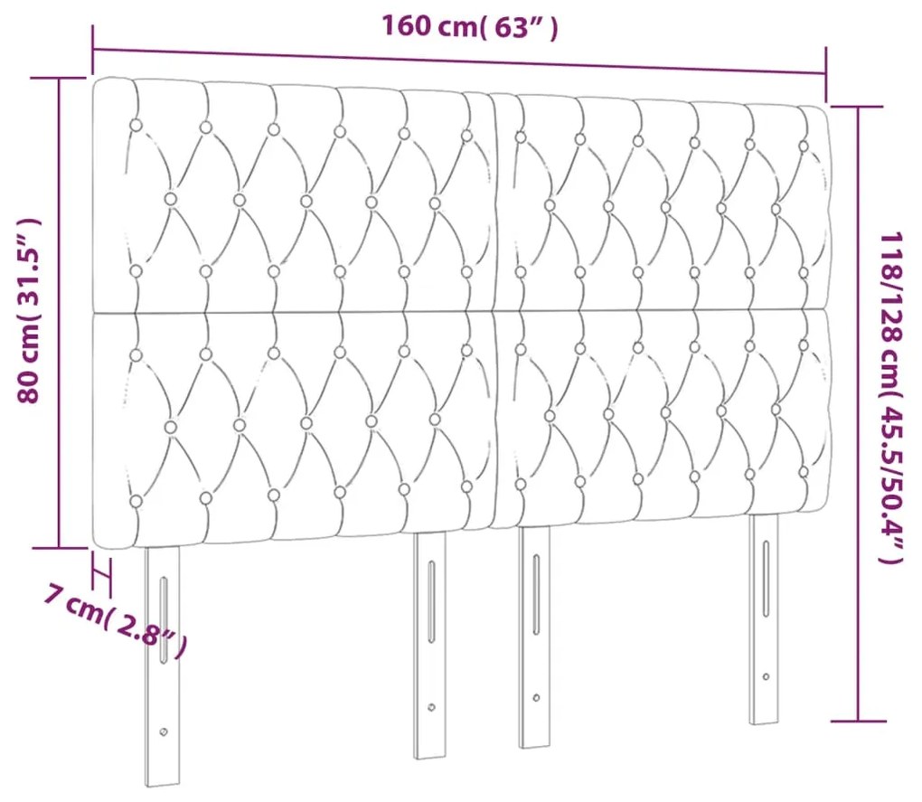 vidaXL Κεφαλάρι Κρεβατιού LED Μπλε 160x7x118/128 εκ. Υφασμάτινο