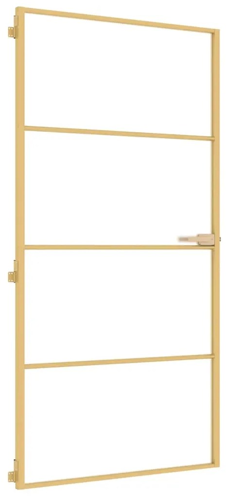 vidaXL Εσωτερική Πόρτα Χρυσή 102,5x201,5 εκ. Ψημένο Γυαλί & Αλουμίνιο