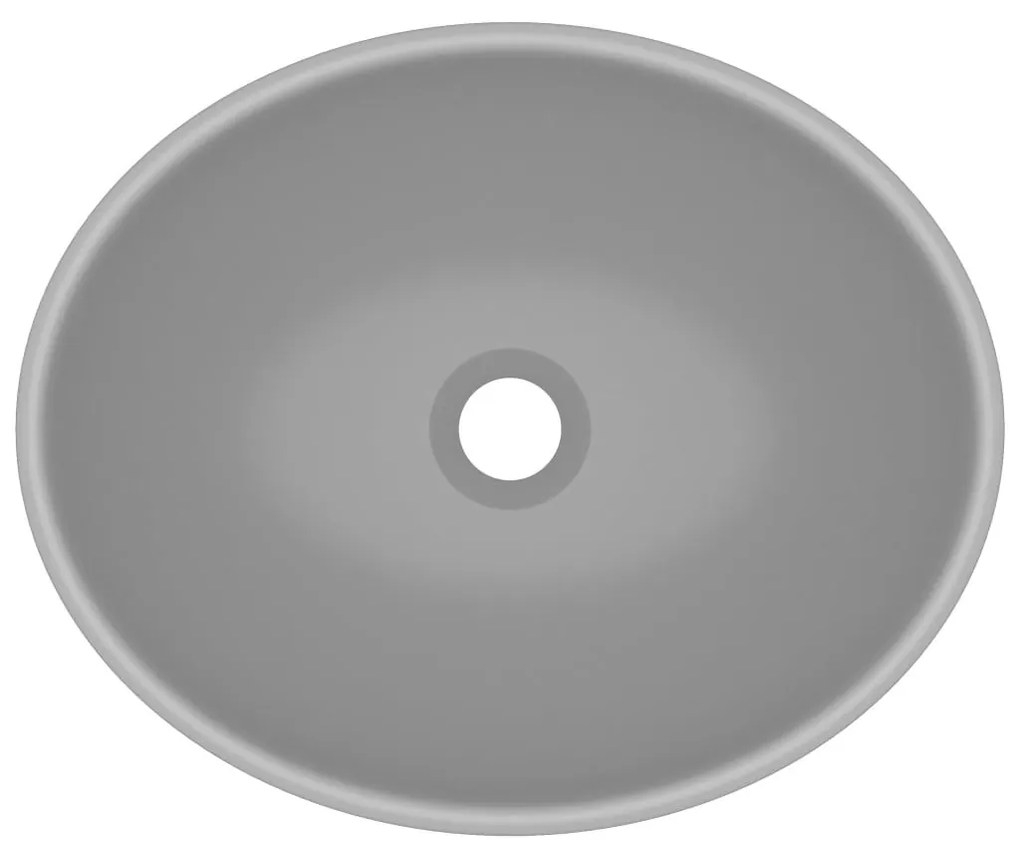 Νιπτήρας Πολυτελής Οβάλ Ανοιχτό Γκρι Ματ 40 x 33 εκ. Κεραμικός - Γκρι