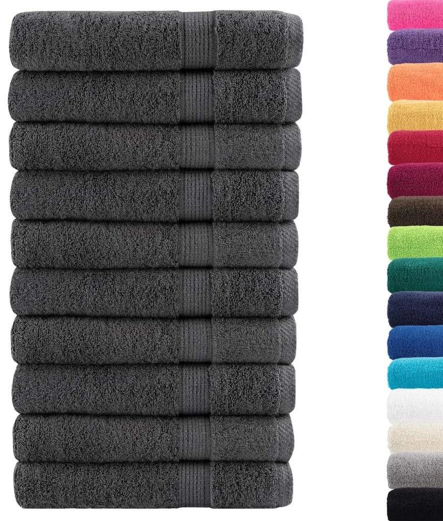 vidaXL Πετσέτες Premium SOLUND 10 τεμ. Ανθρακί 100x200 εκ. 600 γρ./μ²