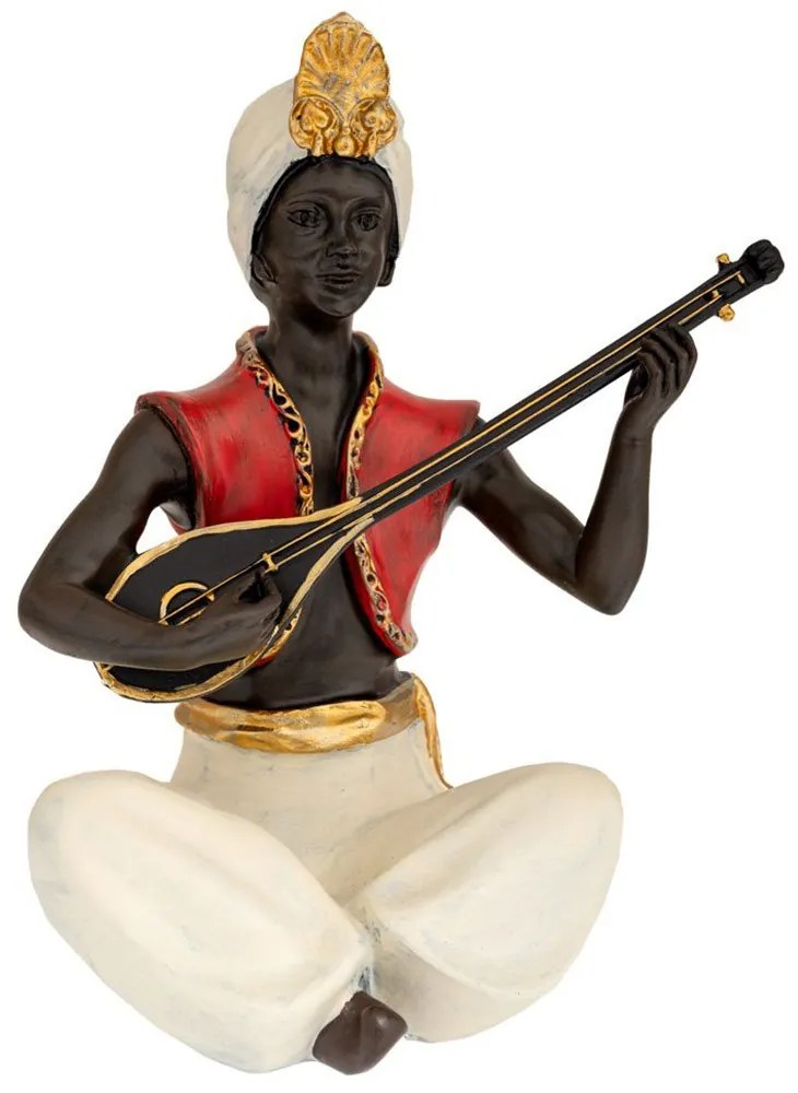 Αγαλματίδιο Ινδός Μουσικός 90029 21x15x26cm Multi Κεραμικό