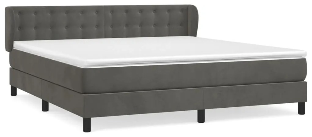 vidaXL Κρεβάτι Boxspring με Στρώμα Σκούρο Γκρι 180x200 εκ. Βελούδινο