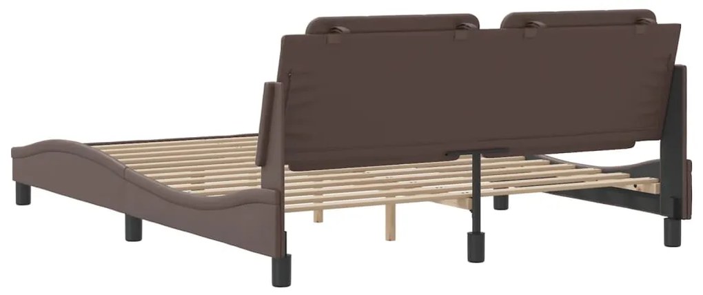 vidaXL Σκελετός Κρεβατιού Χωρίς Στρώμα Zadar Καφέ 160x200 εκ. Συνθετικό Δέρμα