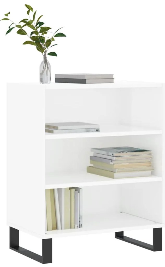 vidaXL Ραφιέρα Γυαλιστερή Λευκή 57 x 35 x 70 εκ. από Επεξεργ. Ξύλο