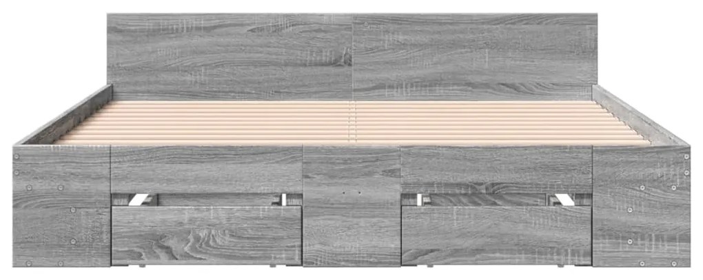vidaXL Πλαίσιο Κρεβατιού με Συρτάρια Γκρι Sonoma 150x200εκ. Επεξ. Ξύλο
