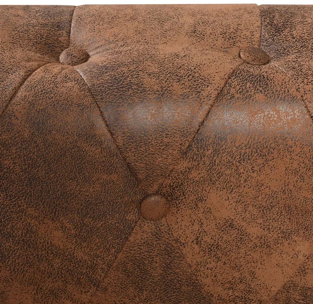 vidaXL Γωνιακός Καναπές Chesterfield 5 Θέσεων Καφέ από Συνθετικό Δέρμα