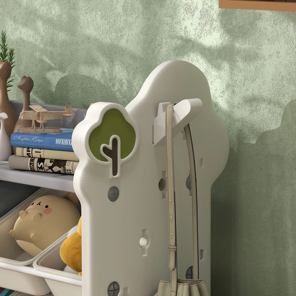 AIYAPLAY Παιδικό Ράφι Αποθήκευσης με 9 Κουτιά, για Παιχνίδια και Βιβλία, Παιδικό Δωμάτιο, Νηπιαγωγείο, Πλαστικό, Κρεμ Λευκό