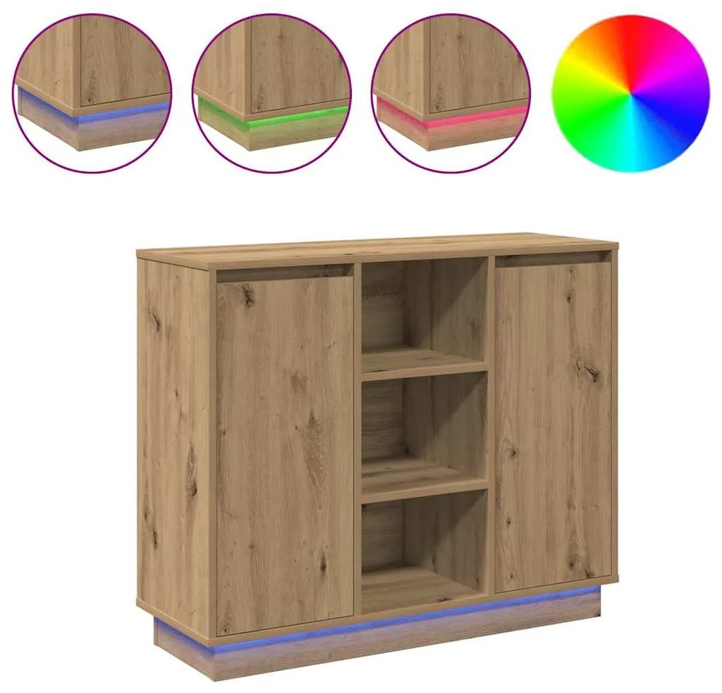 vidaXL Κομοδίνο με ράφι Artisan Oak 90 x 32 x 75 εκ Επεξεργασμένο ξύλο