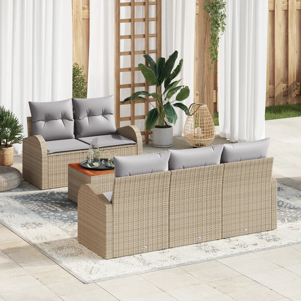 vidaXL Σαλονάκι Κήπου 6 pcs Beige, ανοιχτό γκρι Μεσαίο