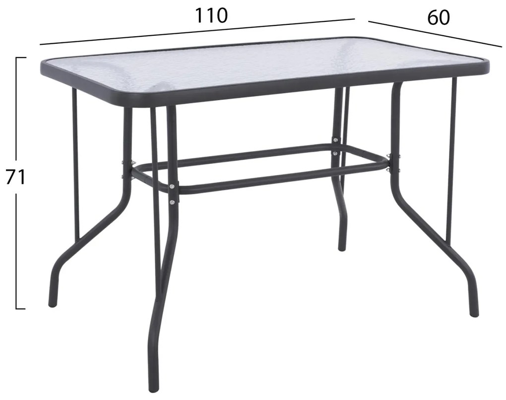 Σετ Τραπεζαρίας Κήπου ADAM C21219 5τεμ. Μεταλλικές Καρέκλες & Τραπέζι Γκρί 110x60εκ. 110x60x71 εκ.